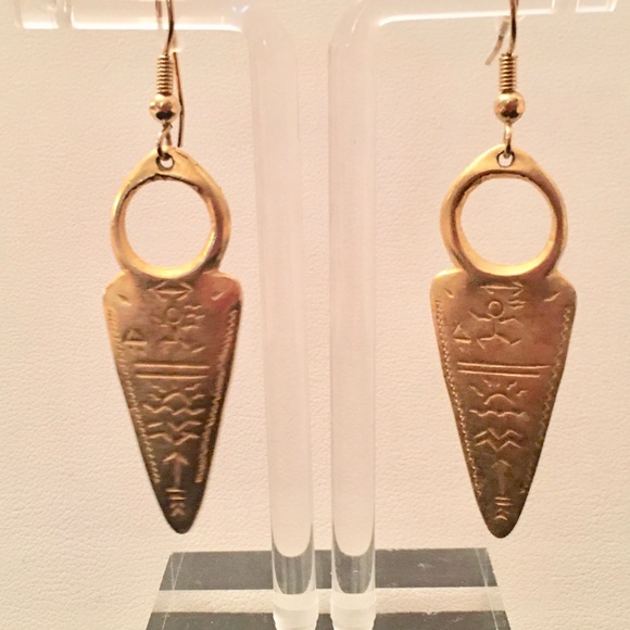 Matte Gold-Tone Drop Earrings - Picture 1 of 1